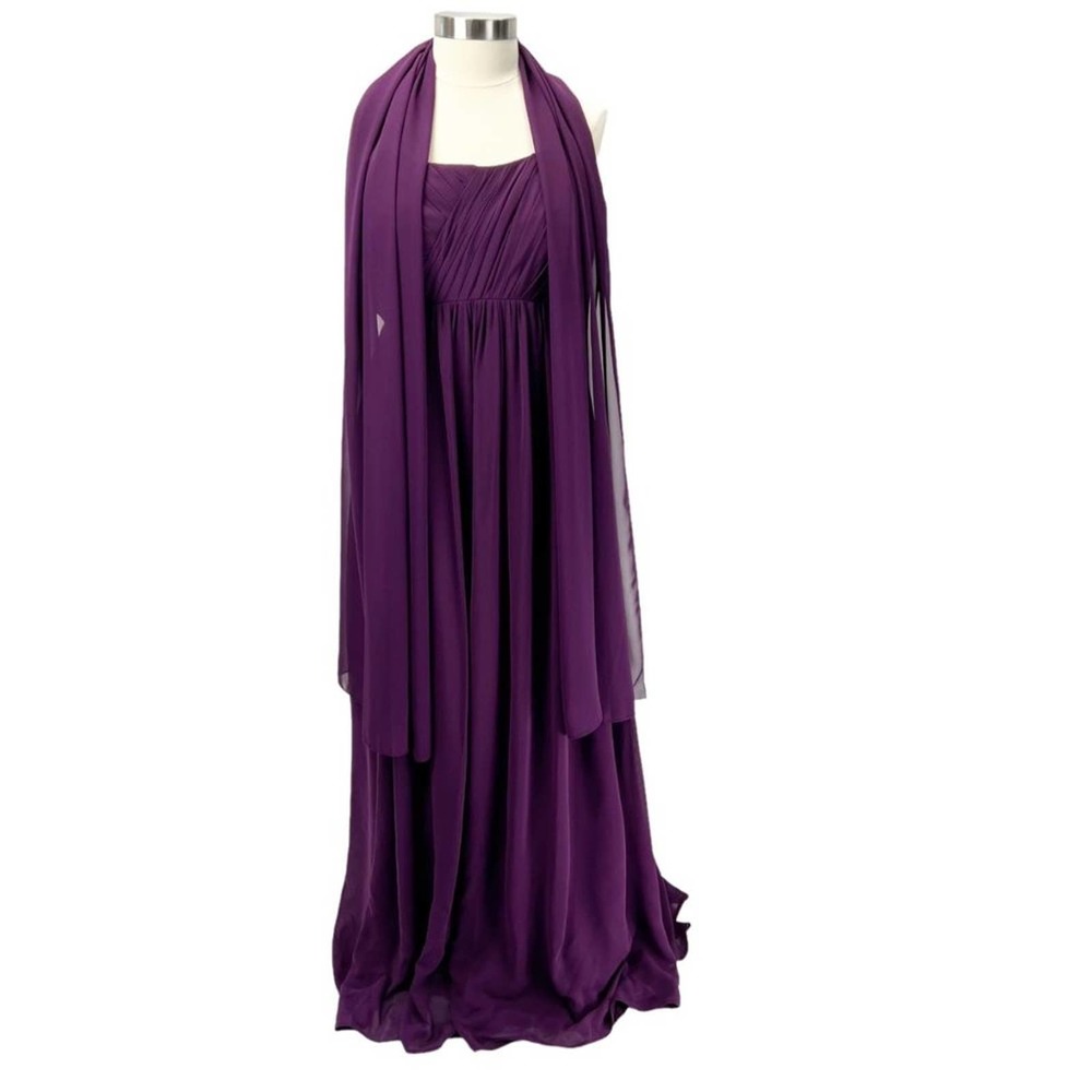 Azazie Gown Maxi Dress Formal Vibrant Purple Grape Bridesmaid Mother Of Bride - Picture 2 of 12